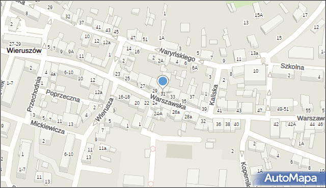 Wieruszów, Warszawska, 31, mapa Wieruszów