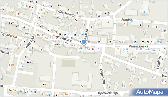 Wieruszów, Warszawska, 34, mapa Wieruszów