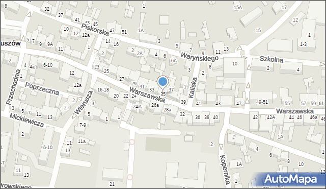 Wieruszów, Warszawska, 35, mapa Wieruszów