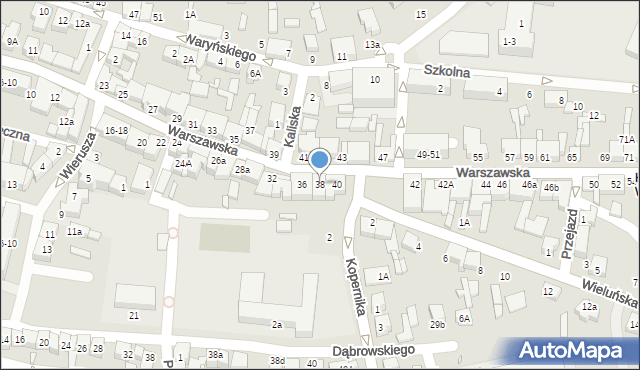 Wieruszów, Warszawska, 38, mapa Wieruszów