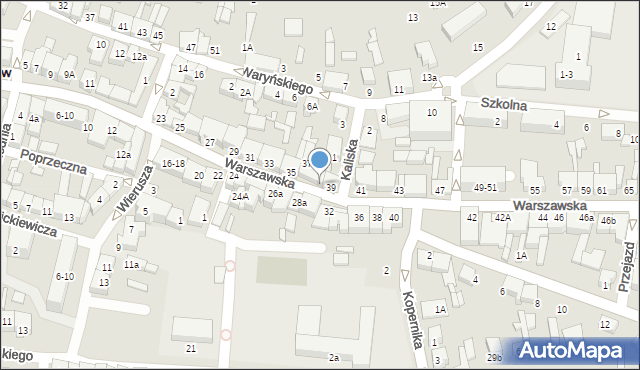 Wieruszów, Warszawska, 39A, mapa Wieruszów