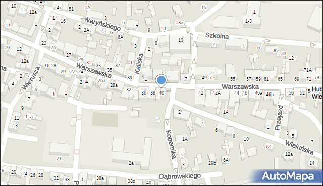 Wieruszów, Warszawska, 40, mapa Wieruszów