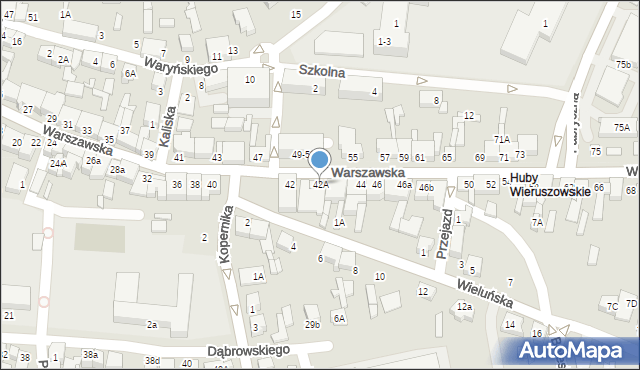 Wieruszów, Warszawska, 42A, mapa Wieruszów