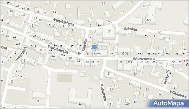 Wieruszów, Warszawska, 43a, mapa Wieruszów