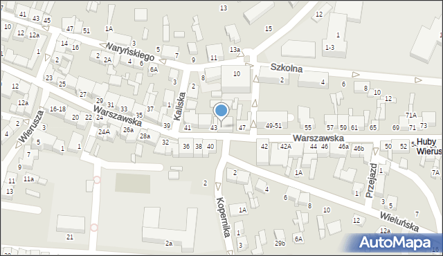 Wieruszów, Warszawska, 45, mapa Wieruszów