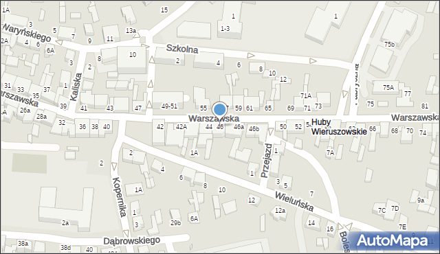 Wieruszów, Warszawska, 46, mapa Wieruszów