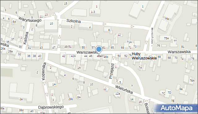Wieruszów, Warszawska, 46a, mapa Wieruszów