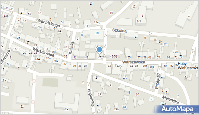 Wieruszów, Warszawska, 47, mapa Wieruszów