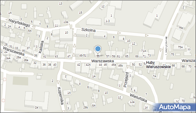 Wieruszów, Warszawska, 55, mapa Wieruszów