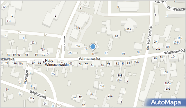 Wieruszów, Warszawska, 81, mapa Wieruszów