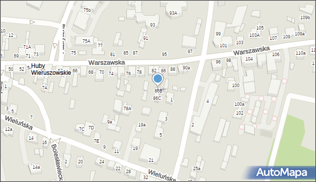 Wieruszów, Warszawska, 86B, mapa Wieruszów