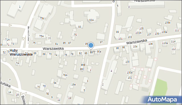 Wieruszów, Warszawska, 88, mapa Wieruszów