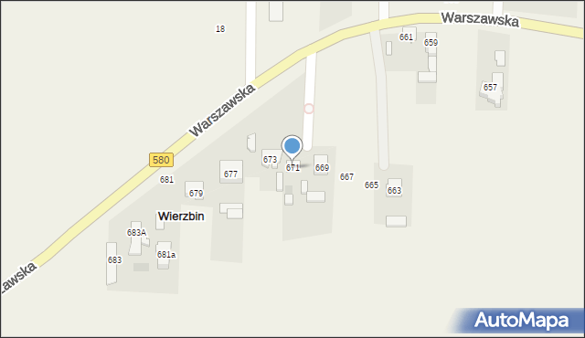 Wierzbin, Warszawska, 671, mapa Wierzbin