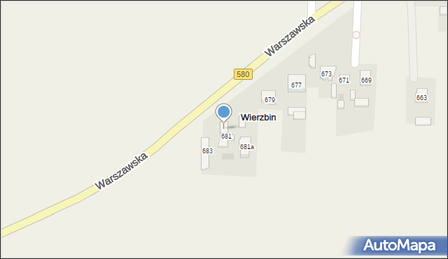 Wierzbin, Warszawska, 683A, mapa Wierzbin
