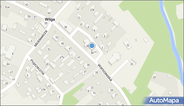 Wilga, Warszawska, 34, mapa Wilga