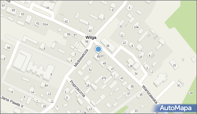 Wilga, Warszawska, 53, mapa Wilga