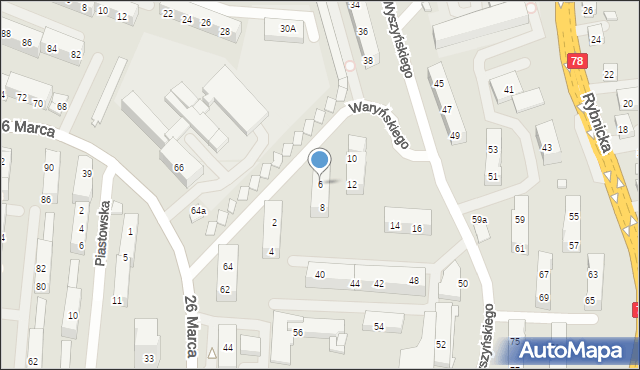 Wodzisław Śląski, Waryńskiego Ludwika, 6, mapa Wodzisławia Śląskiego