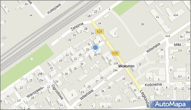 Wołomin, Warszawska, 32, mapa Wołomin