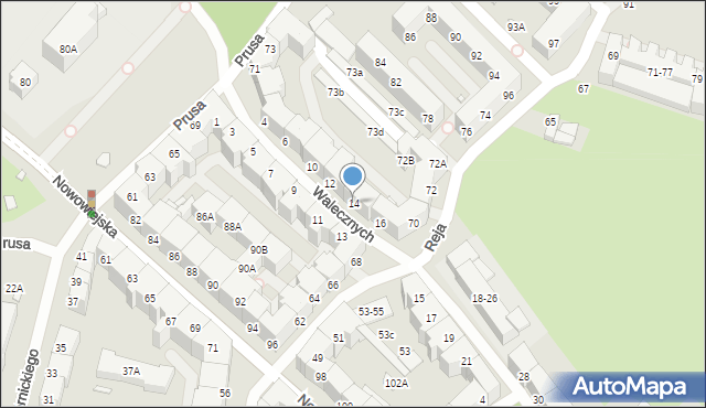 Wrocław, Walecznych, 14, mapa Wrocławia