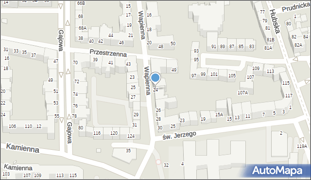 Wrocław, Wapienna, 24, mapa Wrocławia