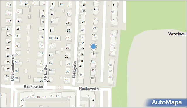 Wrocław, Wambierzycka, 37, mapa Wrocławia