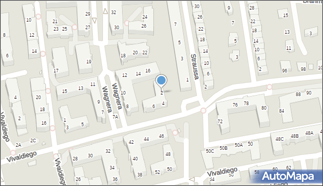 Wrocław, Wagnera Ryszarda, 2, mapa Wrocławia