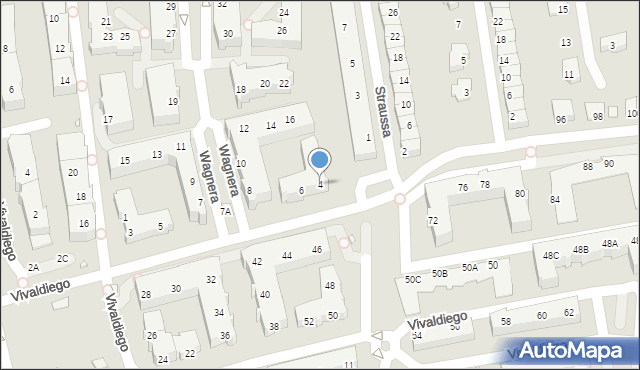 Wrocław, Wagnera Ryszarda, 4, mapa Wrocławia