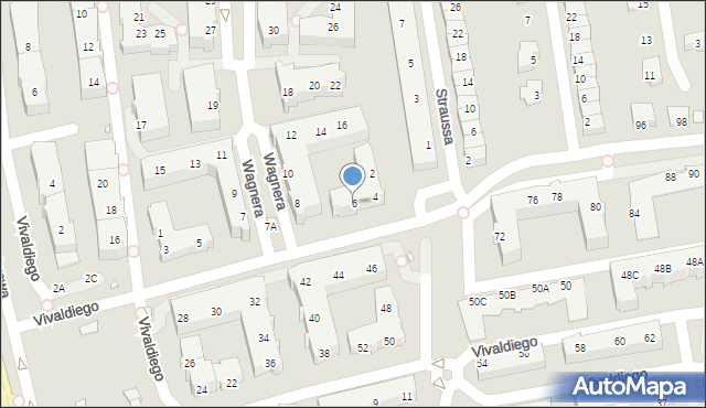 Wrocław, Wagnera Ryszarda, 6, mapa Wrocławia