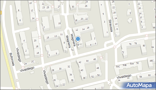 Wrocław, Wagnera Ryszarda, 8, mapa Wrocławia