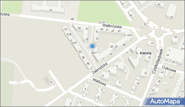 Wrocław, Wałbrzyska, 1M, mapa Wrocławia