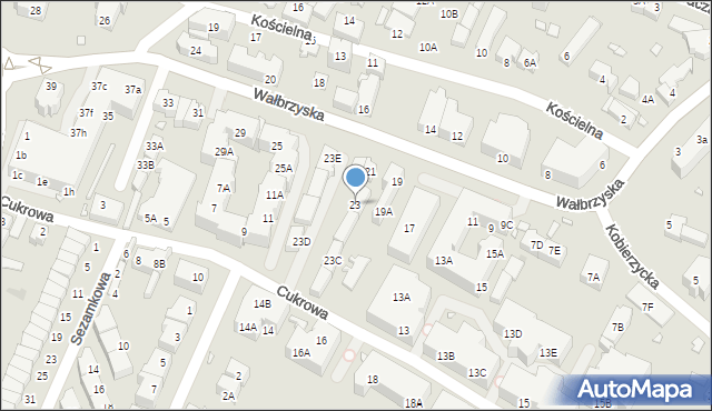 Wrocław, Wałbrzyska, 23, mapa Wrocławia