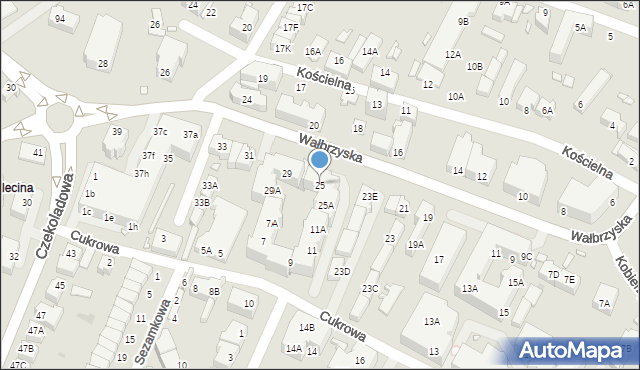 Wrocław, Wałbrzyska, 25, mapa Wrocławia