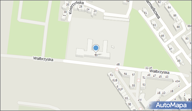 Wrocław, Wałbrzyska, 50, mapa Wrocławia