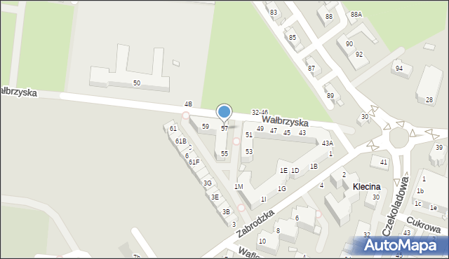 Wrocław, Wałbrzyska, 57, mapa Wrocławia