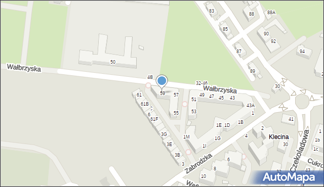 Wrocław, Wałbrzyska, 59, mapa Wrocławia