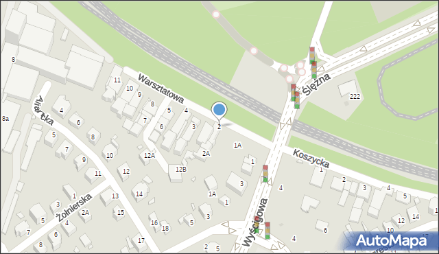 Wrocław, Warsztatowa, 2, mapa Wrocławia