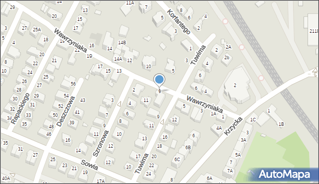 Wrocław, Wawrzyniaka Piotra, ks., 9, mapa Wrocławia