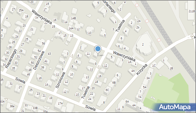 Wrocław, Wawrzyniaka Piotra, ks., 9c, mapa Wrocławia