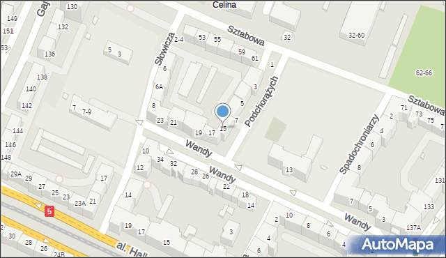 Wrocław, Wandy, 15, mapa Wrocławia