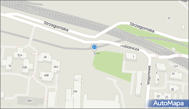 Wrocław, Wagonowa, 3, mapa Wrocławia