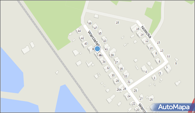 Wrocław, Warciańska, 36A, mapa Wrocławia