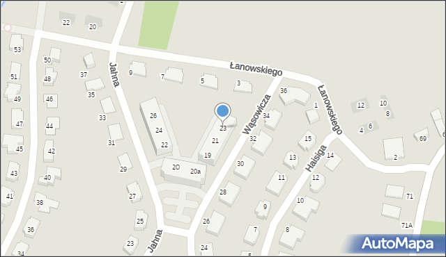 Wrocław, Wąsowicza Józefa, 23, mapa Wrocławia