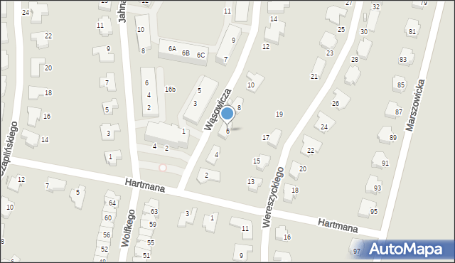 Wrocław, Wąsowicza Józefa, 6, mapa Wrocławia