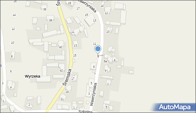Wyrzeka, Wawrzyniaka Piotra, ks., 8, mapa Wyrzeka