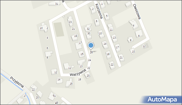 Wysogotowo, Warzywna, 26, mapa Wysogotowo