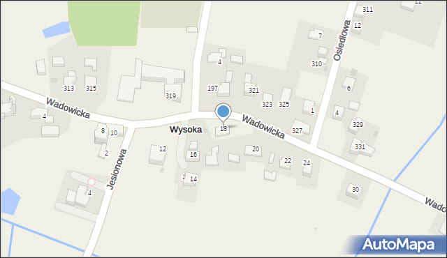 Wysoka, Wadowicka, 18, mapa Wysoka