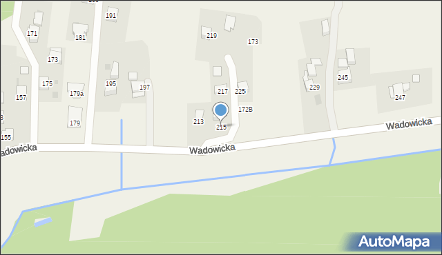 Wysoka, Wadowicka, 215, mapa Wysoka