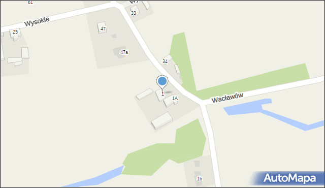 Wysokie, Wacławów, 1, mapa Wysokie
