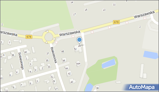 Wysokie Mazowieckie, Warszawska, 1A, mapa Wysokie Mazowieckie