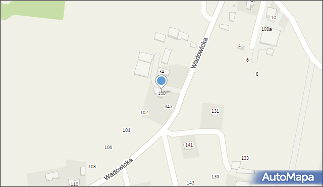 Wyźrał, Wadowicka, 100, mapa Wyźrał